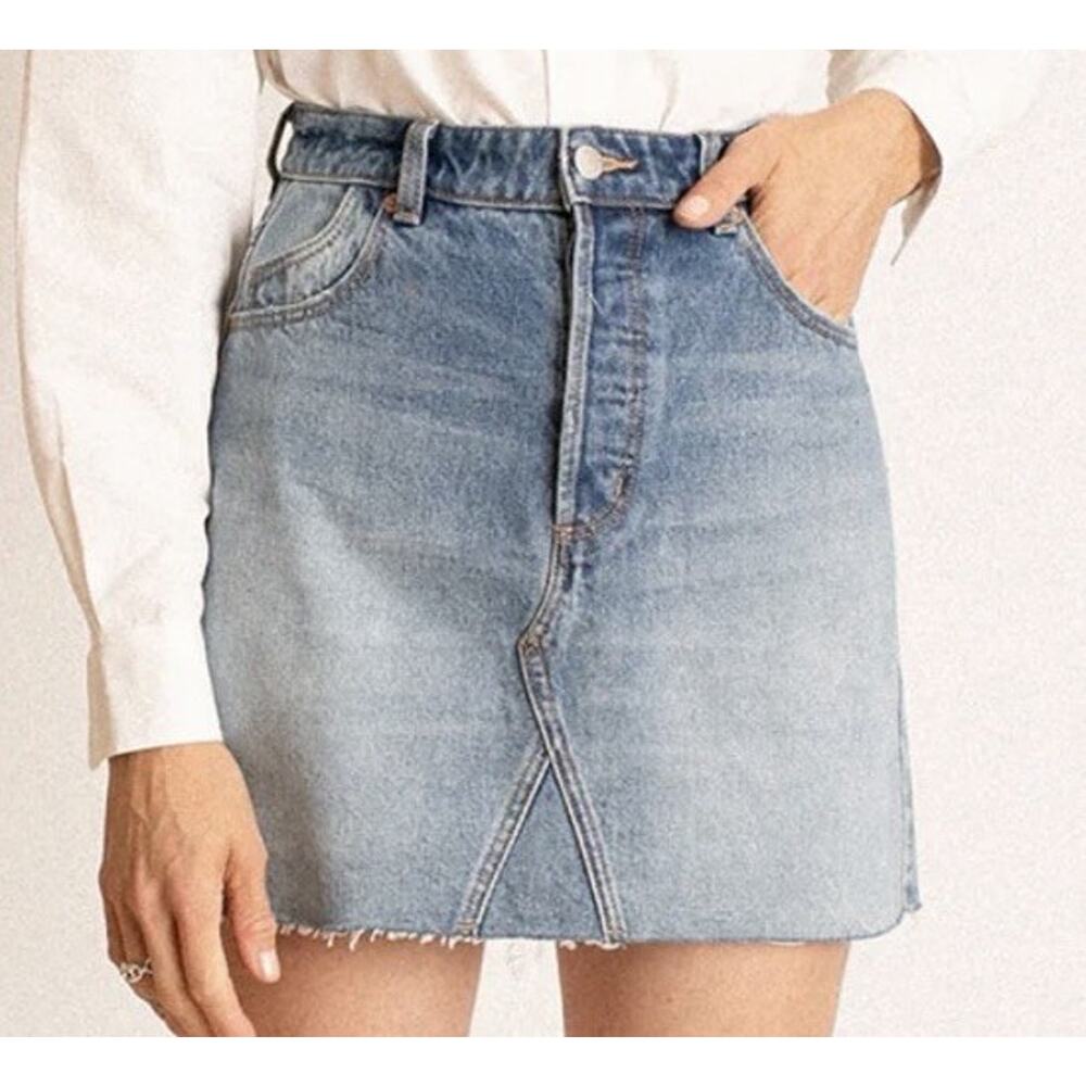 Rolla’s Vintage Blue Cut Off Denim Skirt |Size 31 | High Waist Raw Hem Mini